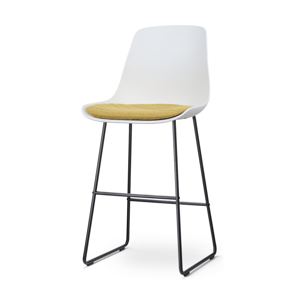 Nolon Nino-Liv barkruk wit met okergeel zitkussen - zwart onderstel - 75 cm