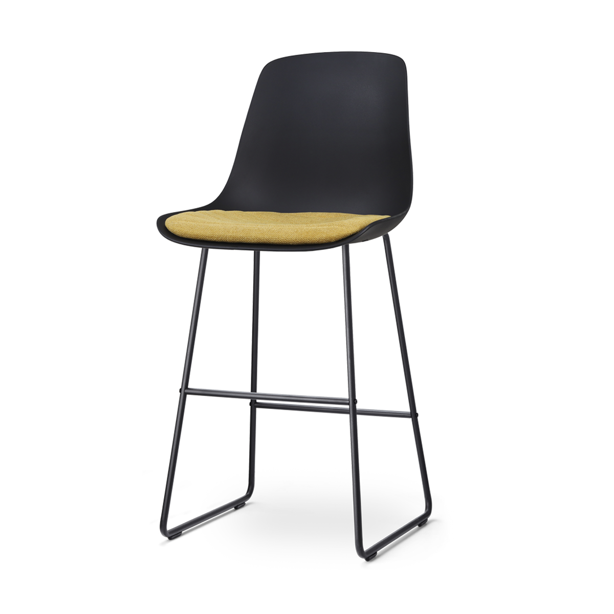 Nolon Nino-Liv barkruk zwart met okergeel zitkussen - zwart onderstel - 75 cm
