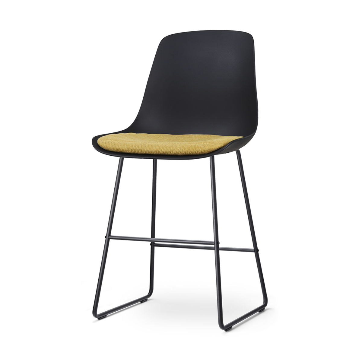Nolon Nino-Liv barkruk zwart met okergeel zitkussen - zwart onderstel - 65 cm