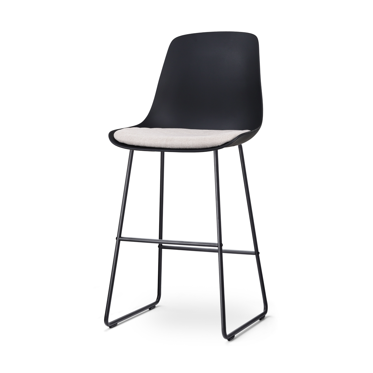 Nolon Nino-Liv barkruk zwart met beige zitkussen - zwart onderstel - 75 cm