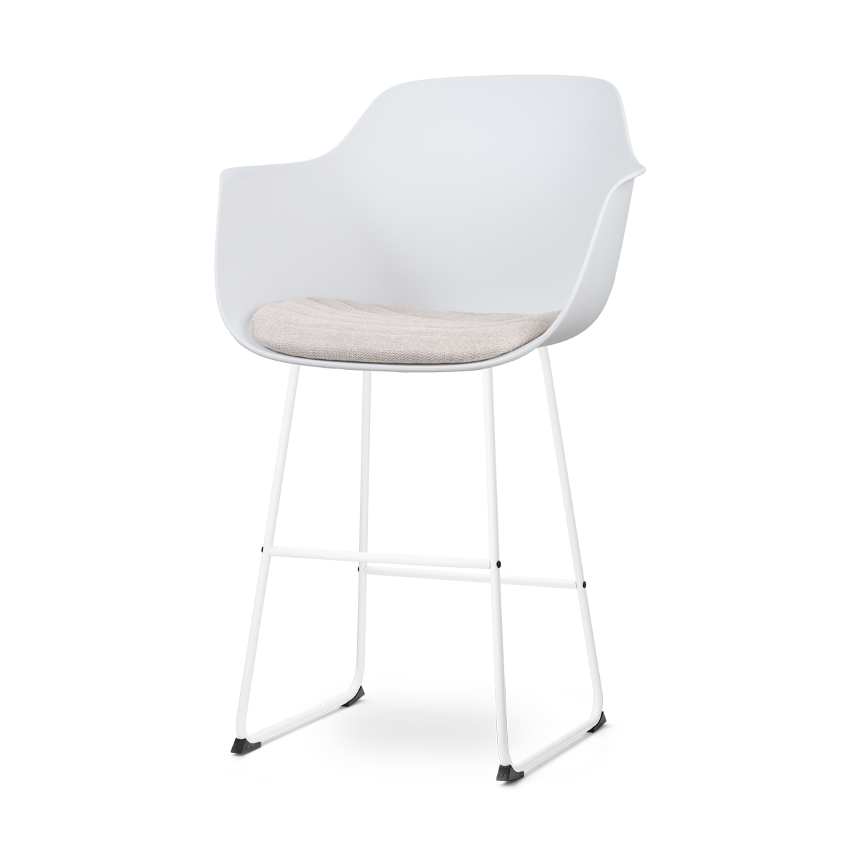 Nolon Nino-Liz barkruk wit en beige zitkussen - wit onderstel - 75 cm