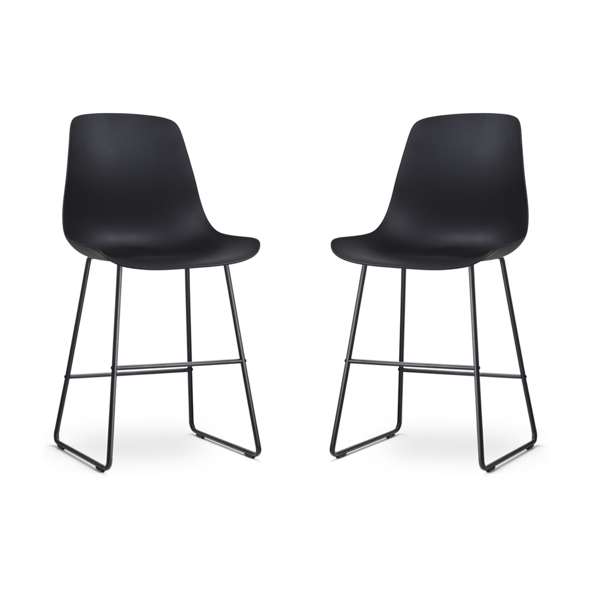 Nolon Nino-Pip barkruk zwart - zwart onderstel - 65 cm - set van 2