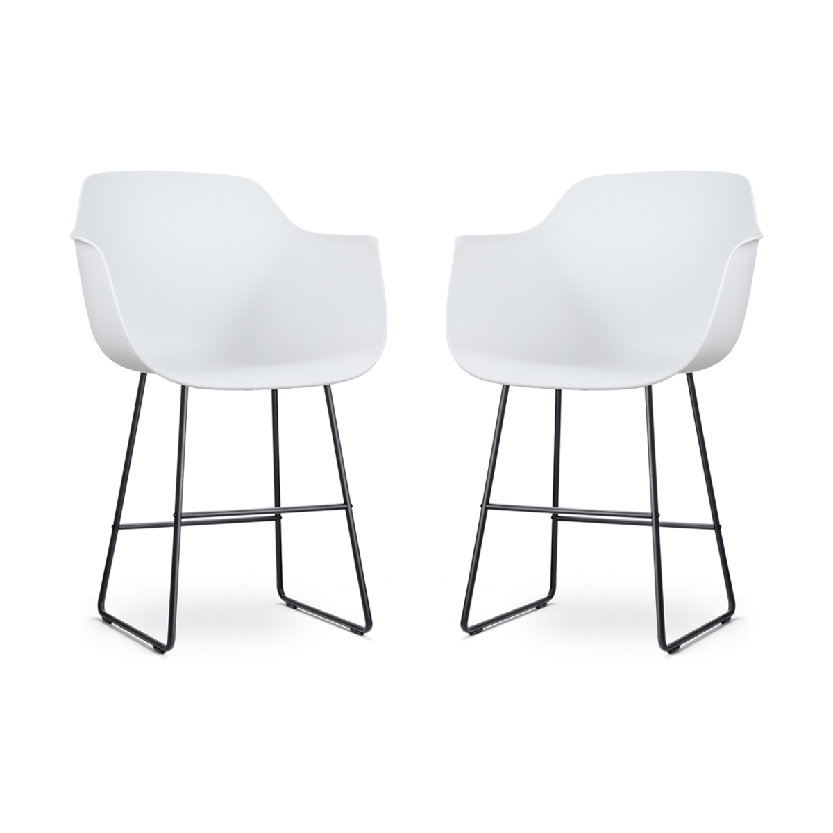 Nolon Nino-Puk barkruk wit - zwart onderstel - 65 cm - set van 2