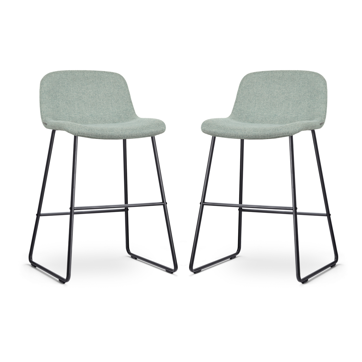 Nolon Nino-Mats barkruk zacht groen - zwart onderstel - 65 cm - set van 2
