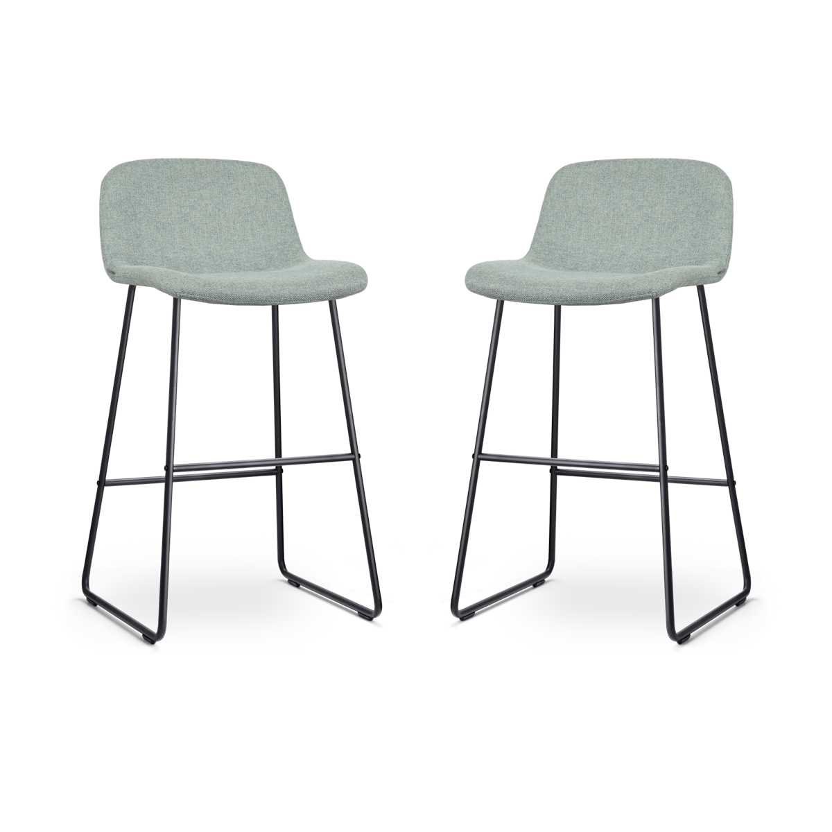 Nolon Nino-Mats barkruk zacht groen - zwart onderstel - 75 cm - set van 2
