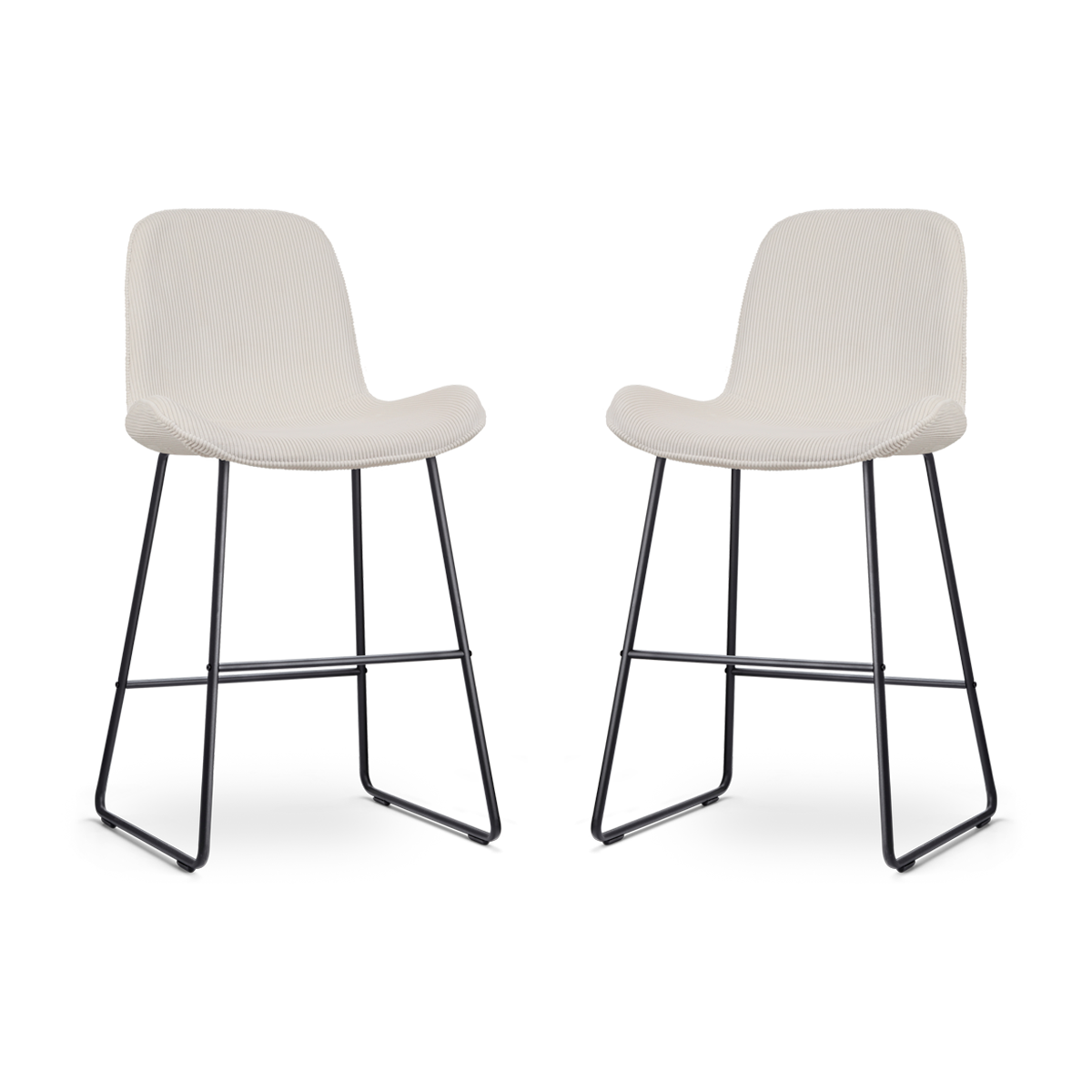 Nolon Nino-Fé barkruk rib crème - zwart onderstel - 65 cm - set van 2