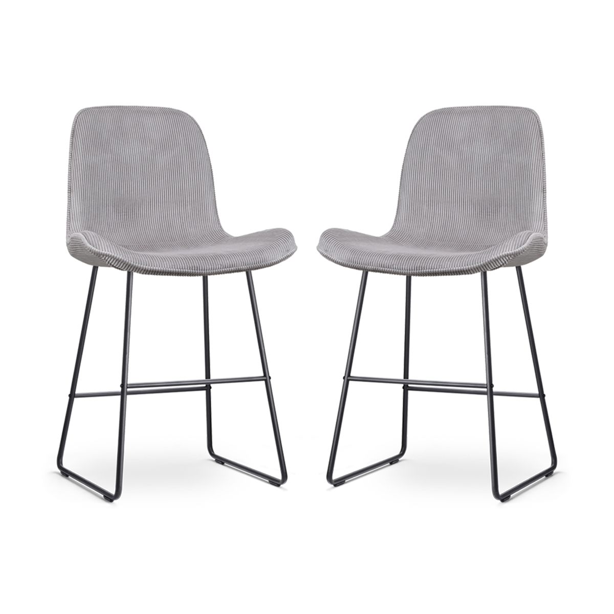 Nolon Nino-Fé barkruk rib warm grijs - zwart onderstel - 65 cm - set van 2