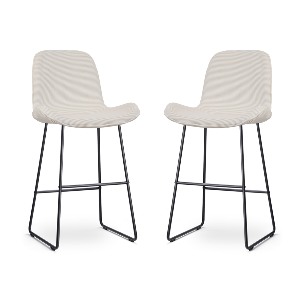 Nolon Nino-Fé barkruk rib crème - zwart onderstel - 75 cm - set van 2