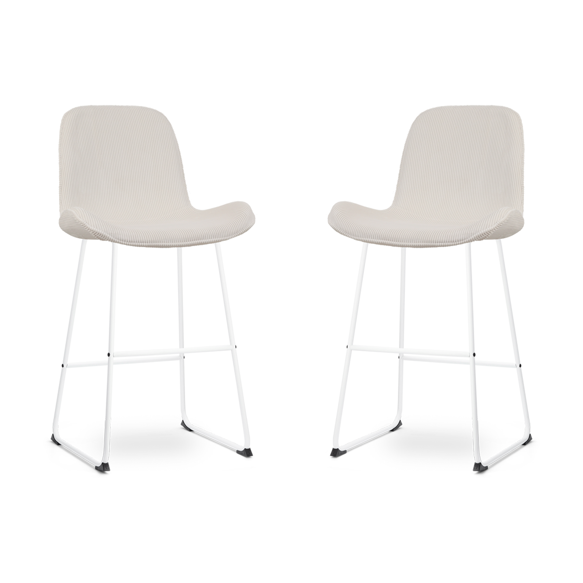 Nolon Nino-Fé barkruk rib crème - wit onderstel - 75 cm - set van 2