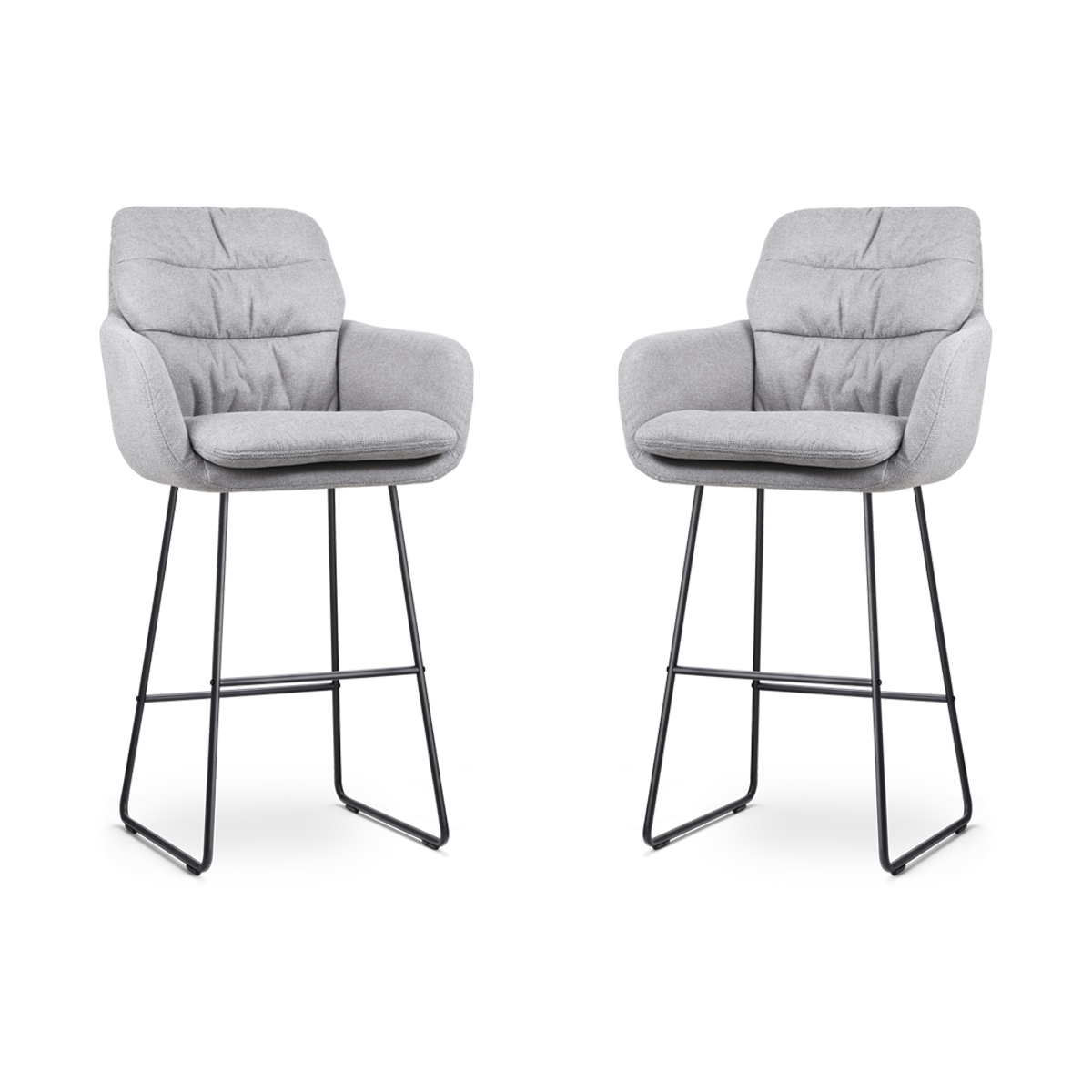Nolon Nino-Mia barkruk grijs - zwart onderstel - 75 cm - set van 2