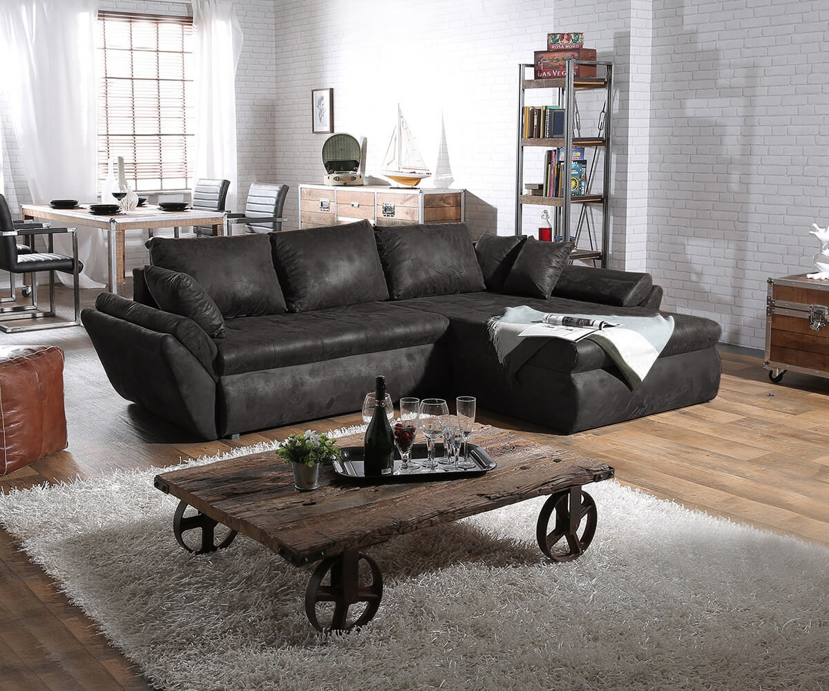 DELIFE Ecksofa Loana 275x185 cm Anthrazit Ottomane variabel