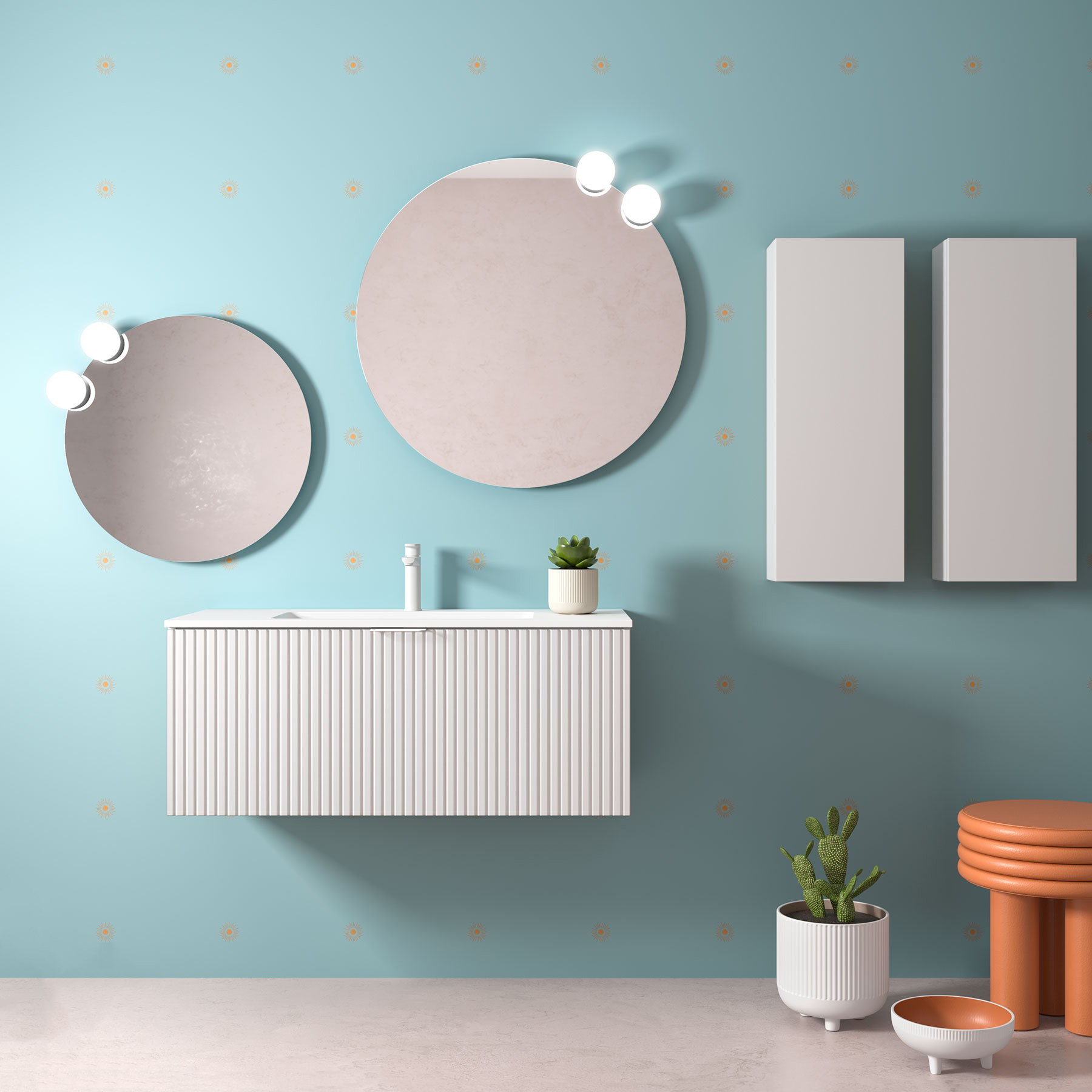 Muebles Raya onderkast ribbelfront 100cm met 1 softclose lade wit mat