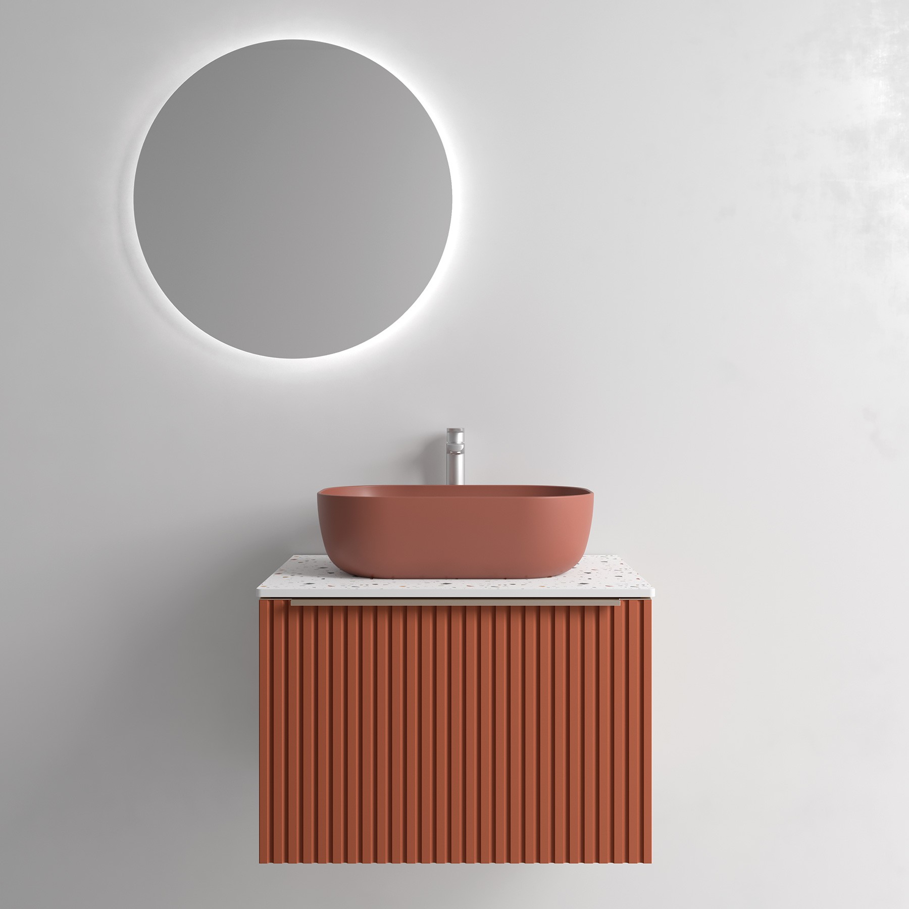 Muebles Raya onderkast ribbelfront 70cm met 1 softclose lade terracotta