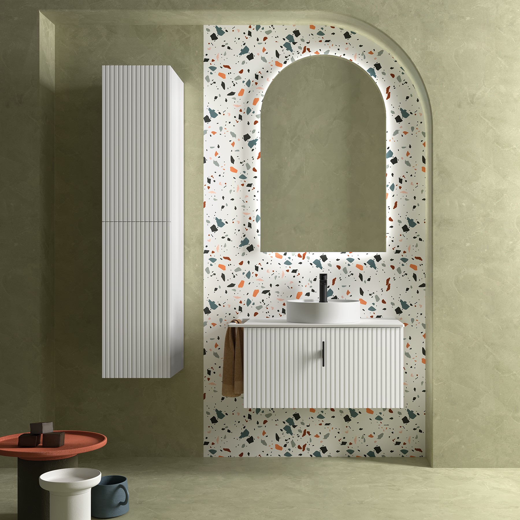 Muebles Raya onderkast ribbelfront 90cm met 1 softclose lade en binnenlade wit mat