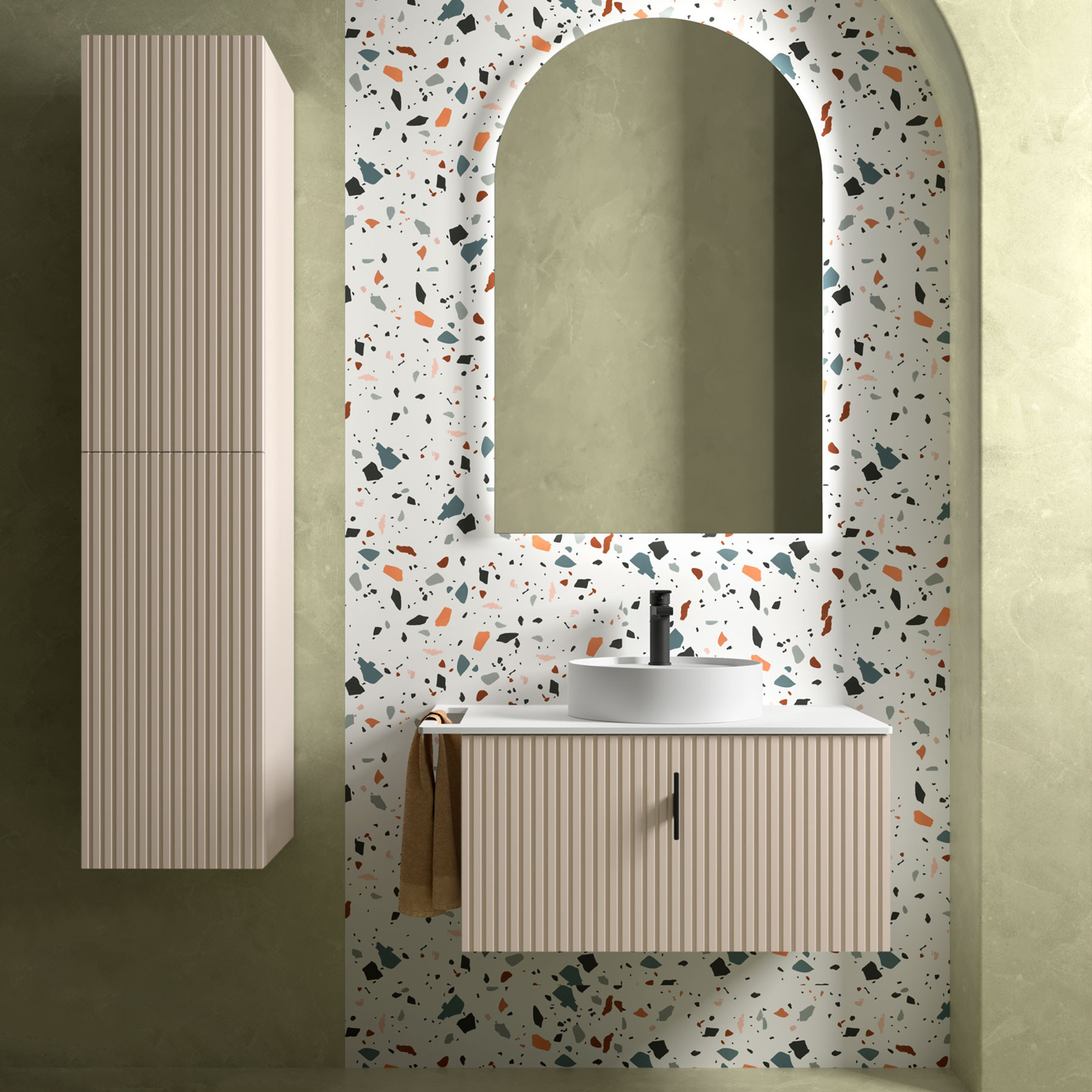 Muebles Raya onderkast ribbelfront 80cm met 1 softclose lade en binnenlade macchiato