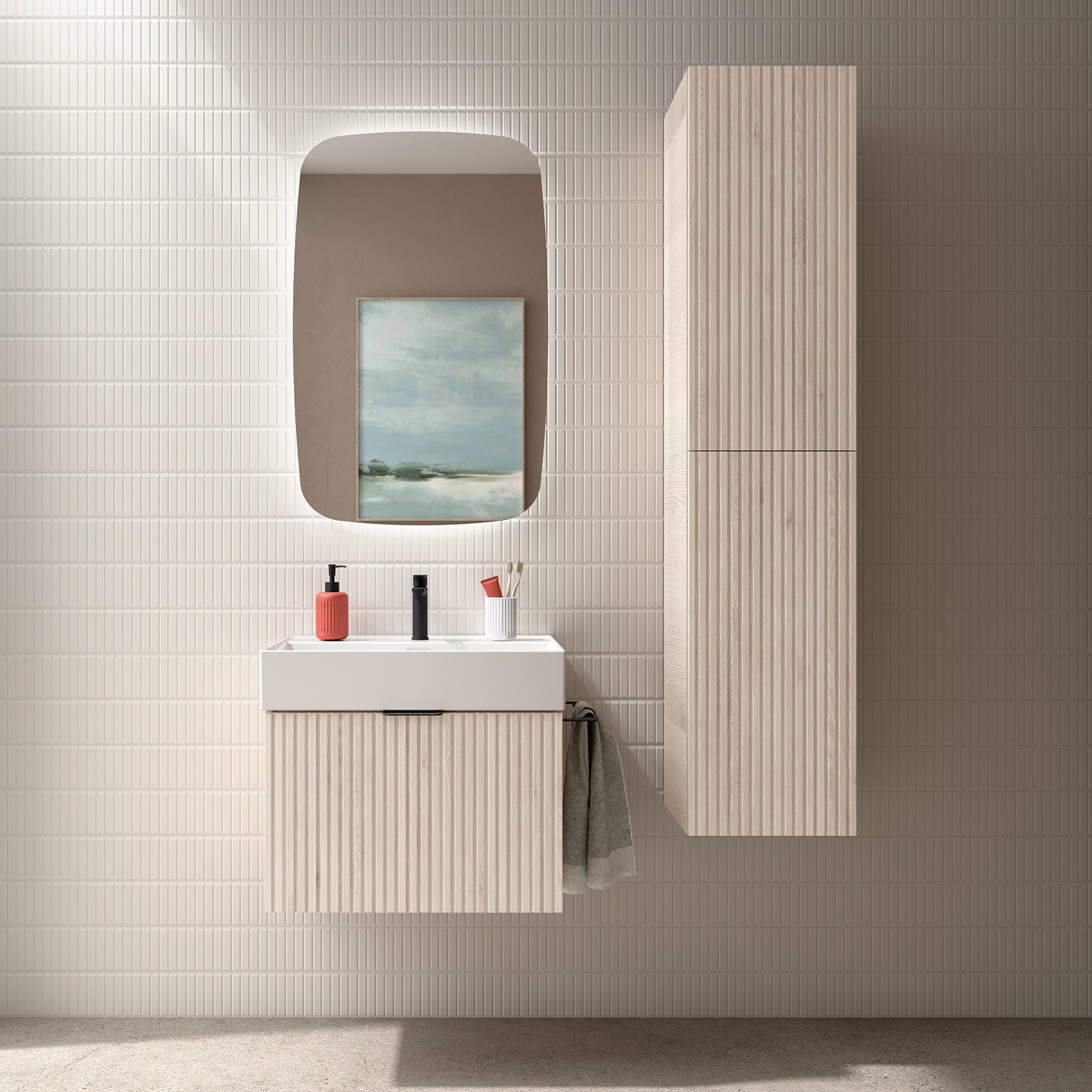 Muebles Raya onderkast ribbelfront 70cm met 1 softclose lade en binnenlade naturel eiken