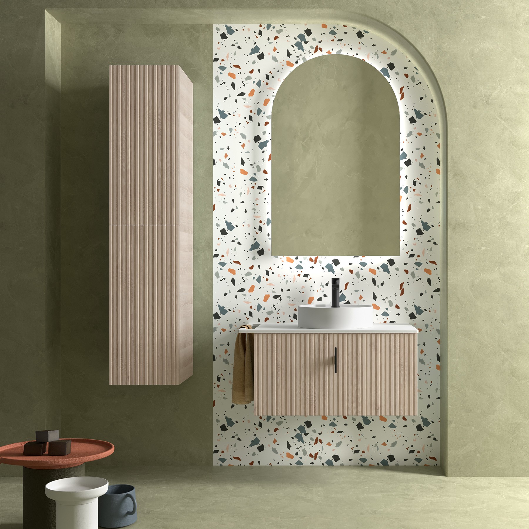 Muebles Raya onderkast ribbelfront 80cm met 1 softclose lade en binnenlade naturel eiken