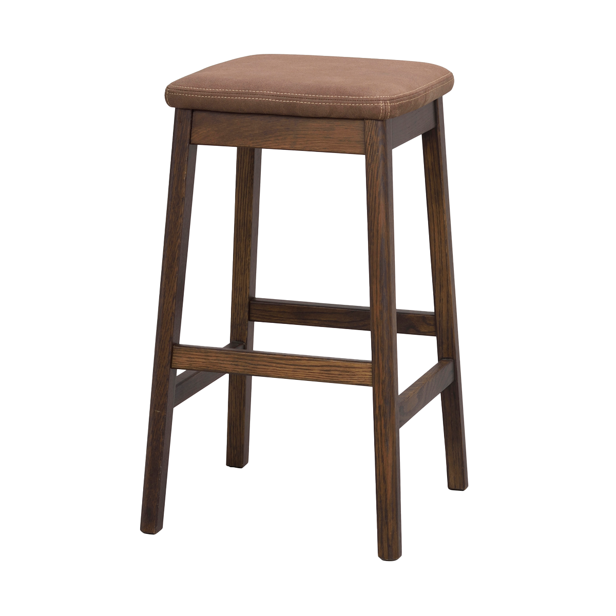 Rowico Home Livermore eikenhouten barkruk donkerbruin met bruin kunstleer zitkussen - 68 cm