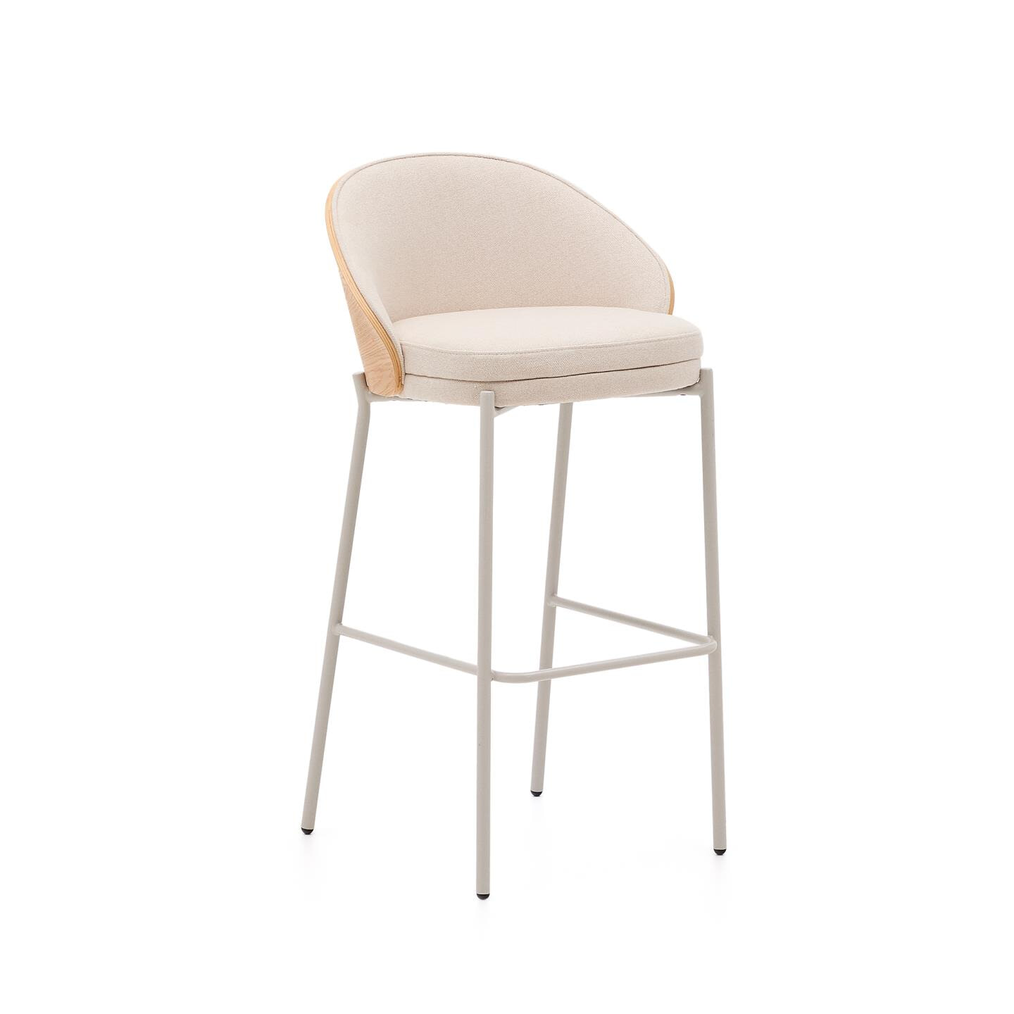 Kave Home Barkruk Eamy Essenhout - Beige (zithoogte 77cm)