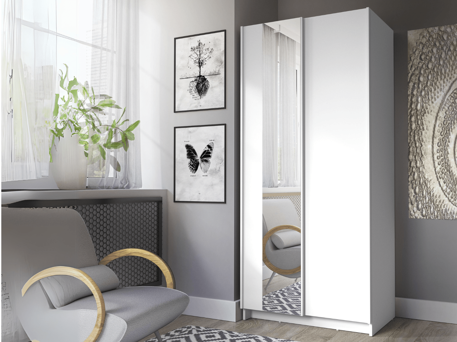 Mobistoxx Kledingkast SAFIAT 2 schuifdeuren 80 cm wit