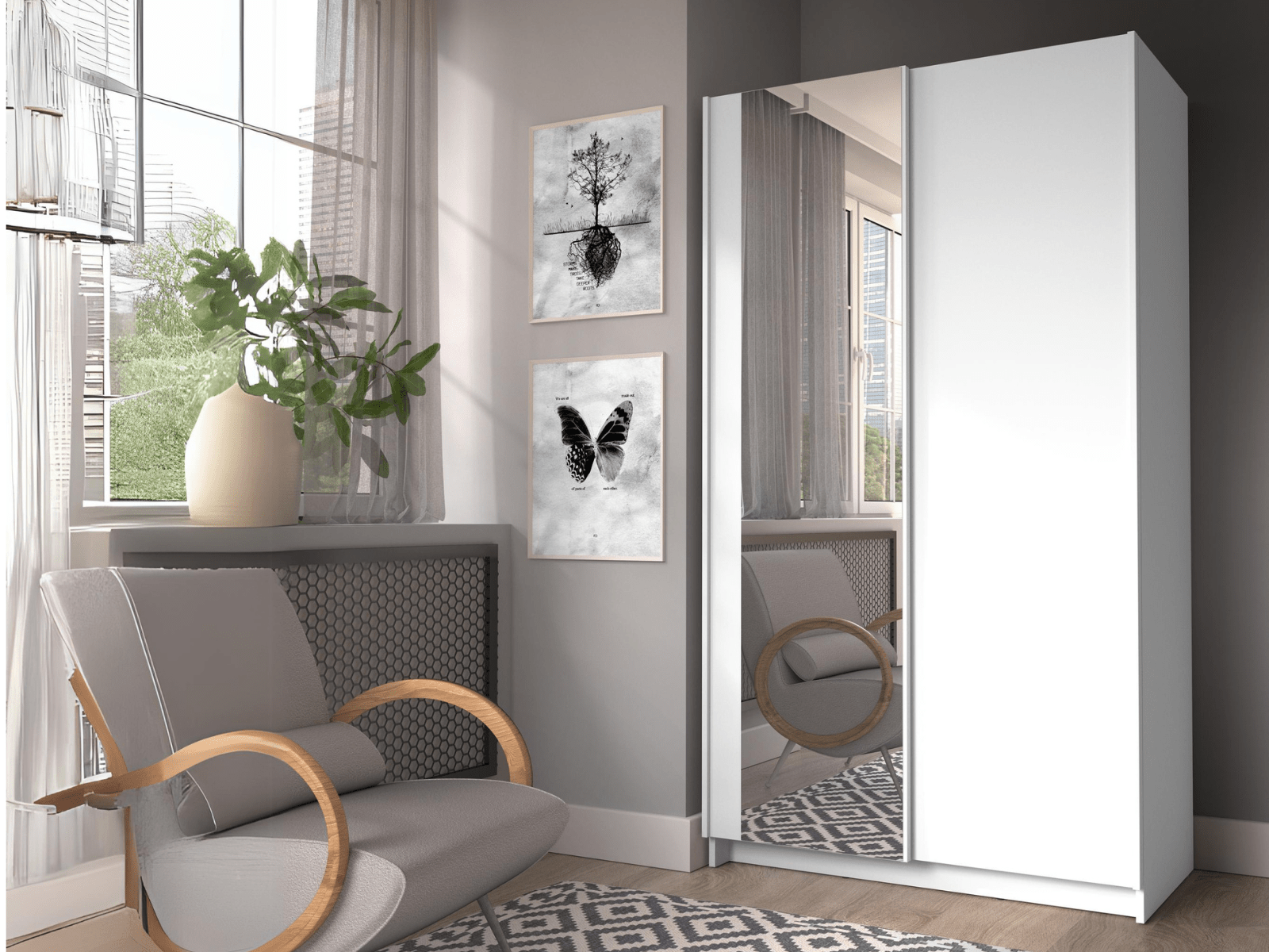 Mobistoxx Kledingkast SAFIAT 2 schuifdeuren 100 cm wit