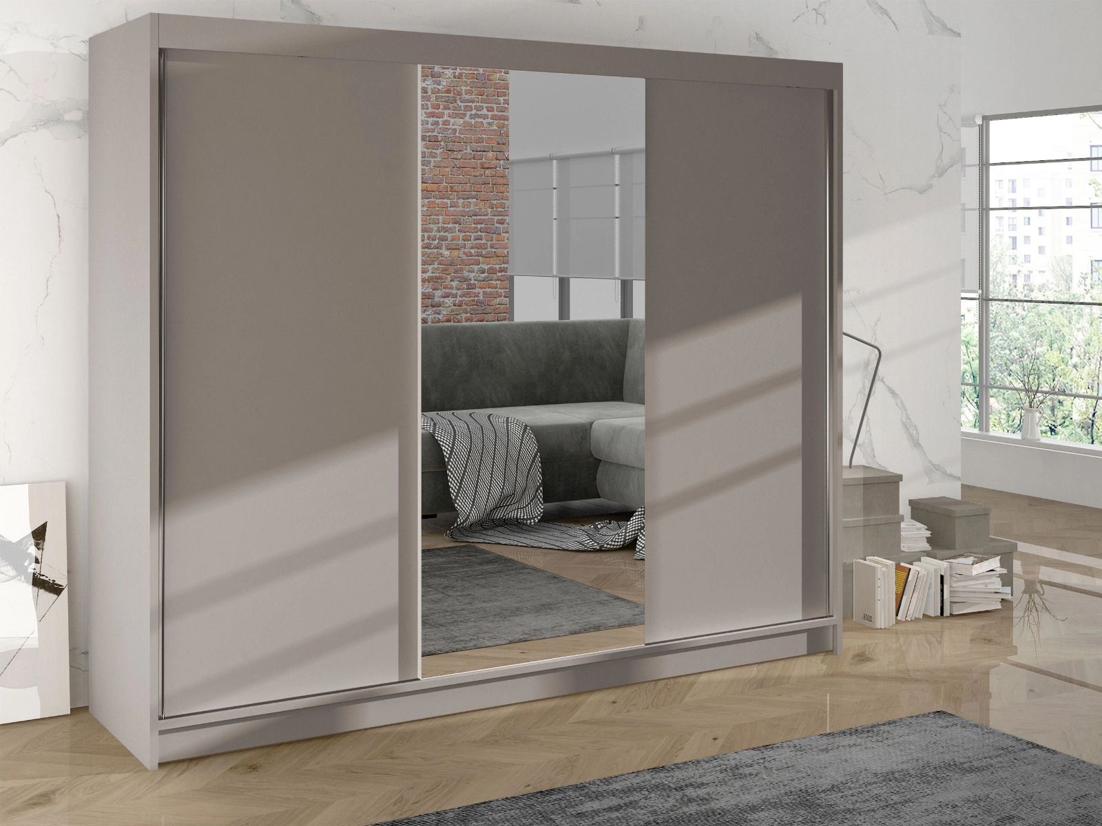 Mobistoxx Kledingkast DARCY 3 schuifdeuren kasjmier