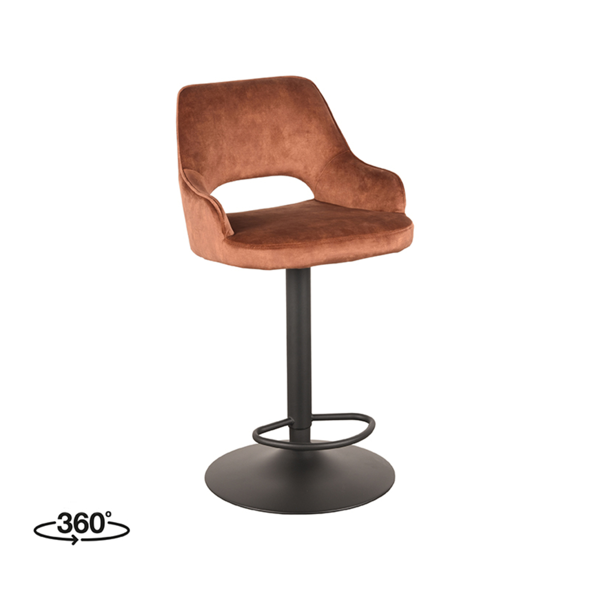 Het Steigerhouthuis LABEL51 Barkruk Fer - Rust - Velours - Gaslift