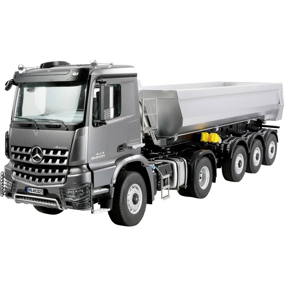 Amewi 22696 Mercedes-Benz Arocs Sattelzug mit Kippauflieger 4x4 1:14 RTR anthrazit 1:14 Elektro RC modelauto voor beginners RTR Met lichteffect, Met
