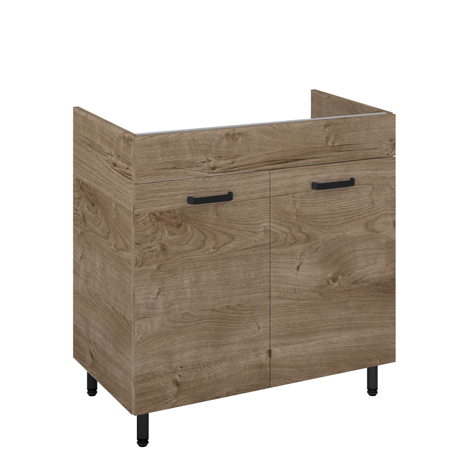 ROYO Wastafelonderkast Ava 80cm 2 Deuren Eik En Zwart