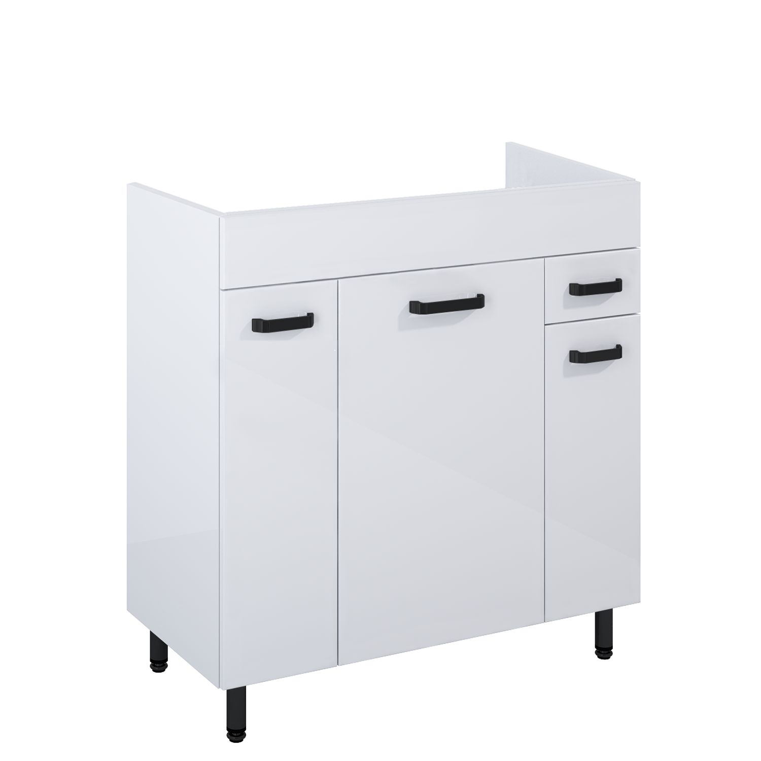 ROYO Wastafelonderkast Ava 80cm 3 Deuren 1 Laad Wit En Zwart