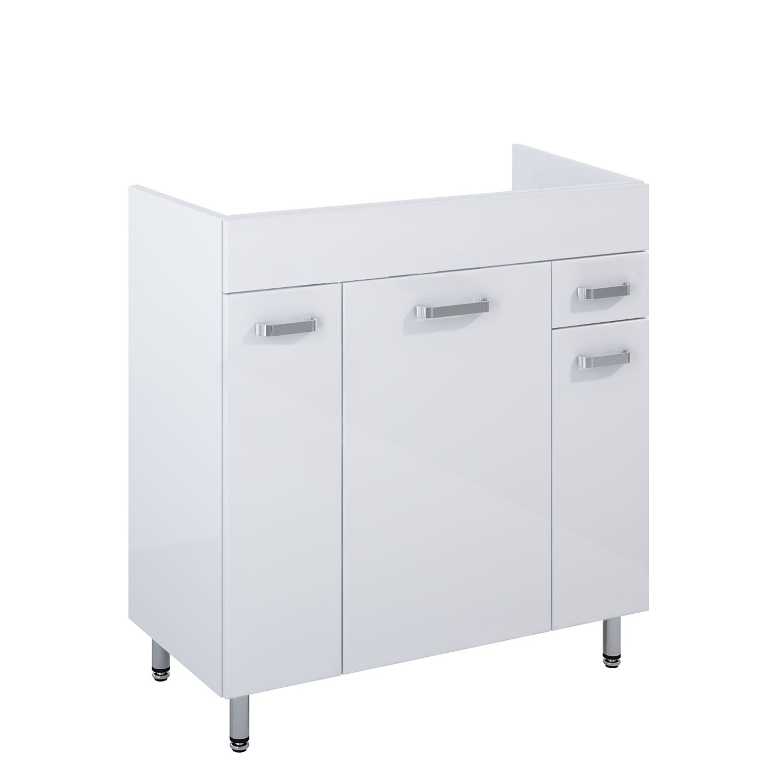 ROYO Wastafelonderkast Ava 80cm 3 Deuren 1 Laad Wit En Chroom