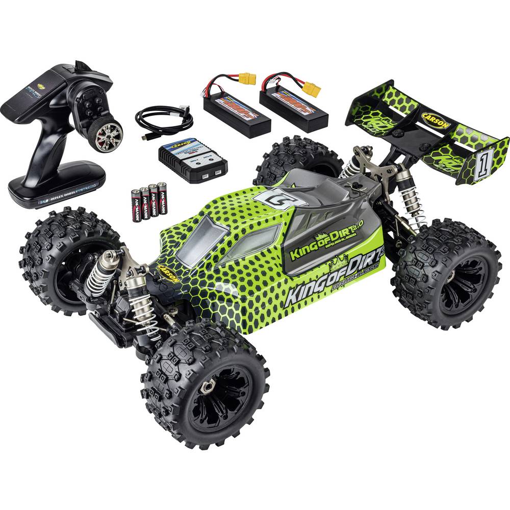 Carson Modellsport King of Dirt 2.0 Groen, Zwart 1:8 RC auto Elektro Buggy 100% RTR 2,4 GHz Incl. accu, oplader en batterijen voor de zender