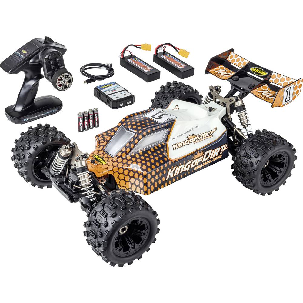 Carson Modellsport King of Dirt 2.0 Oranje, Zwart 1:8 RC auto Elektro Buggy 100% RTR 2,4 GHz Incl. accu, oplader en batterijen voor de zender
