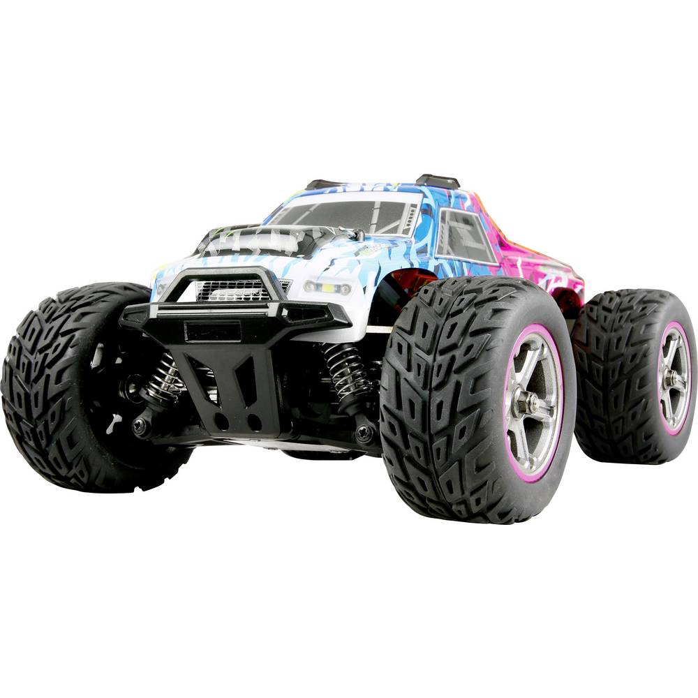 Amewi MAX20 blau-pink Blauw, Pink Brushed 1:20 RC modelauto voor beginners Elektro Monstertruck 4WD RTR 2,4 GHz