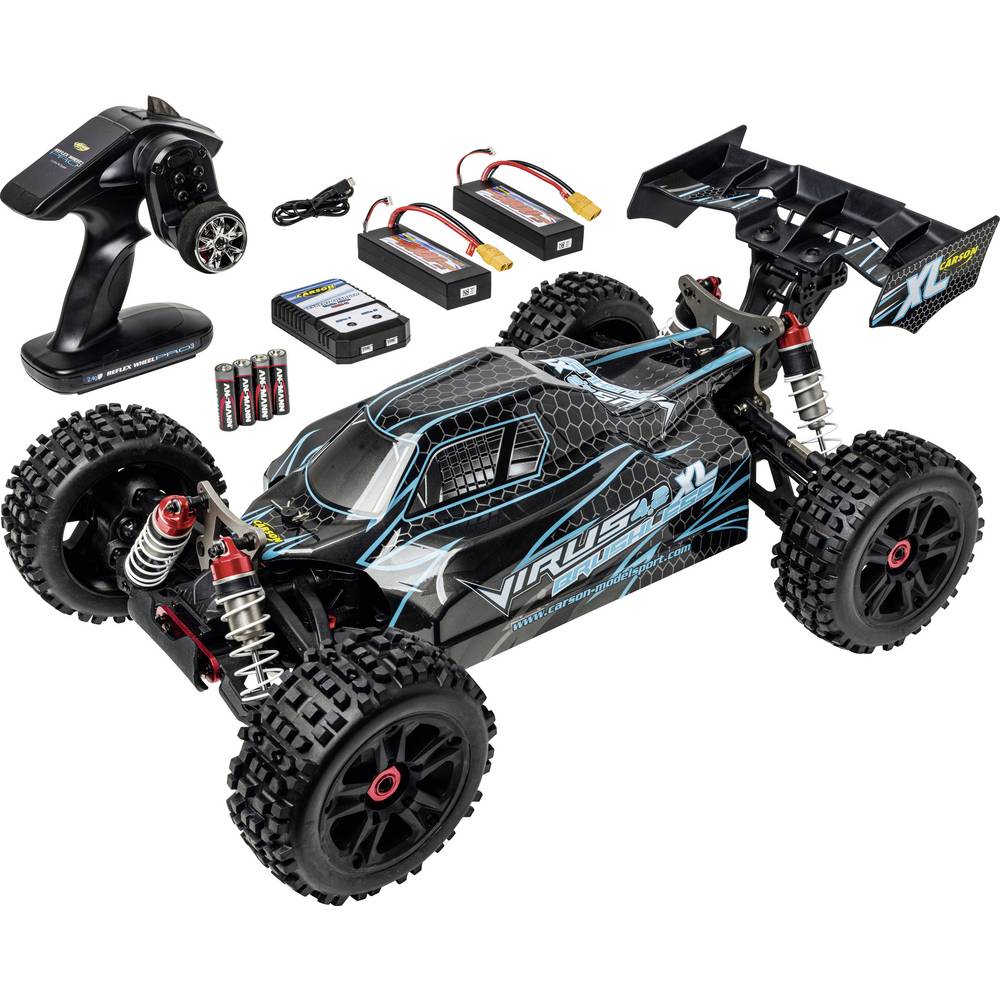 Carson Modellsport Virus 4.2 XL Zwart, Turquoise 1:8 RC auto Elektro Buggy 100% RTR 2,4 GHz Incl. accu, oplader en batterijen voor de zender