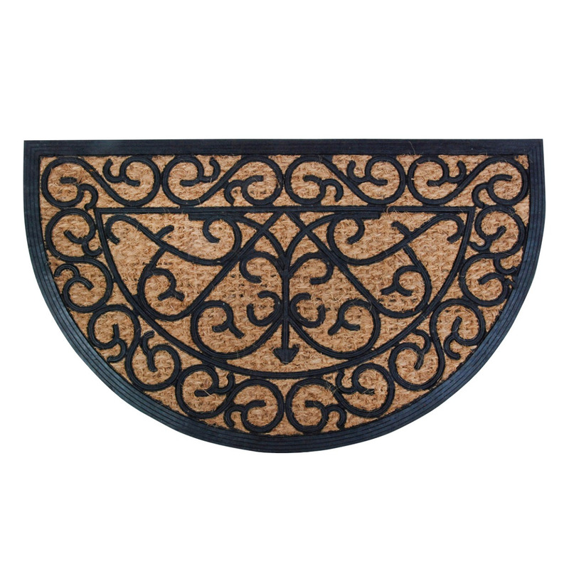 Esschert Design Best for Boots Deurmat - 2x - halfrond - kokos en rubber - 75 x 45 cm -
