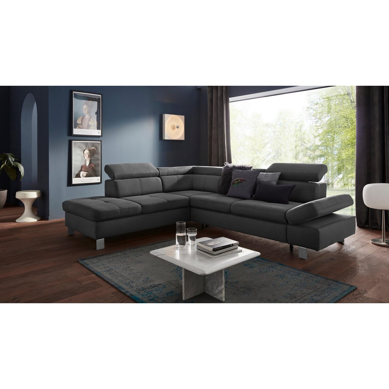 Exxpo - sofa fashion Hoekbank Fiji, L-vorm met verstelbare hoofdsteun resp. rugleuning, naar keuze met slaapfunctie