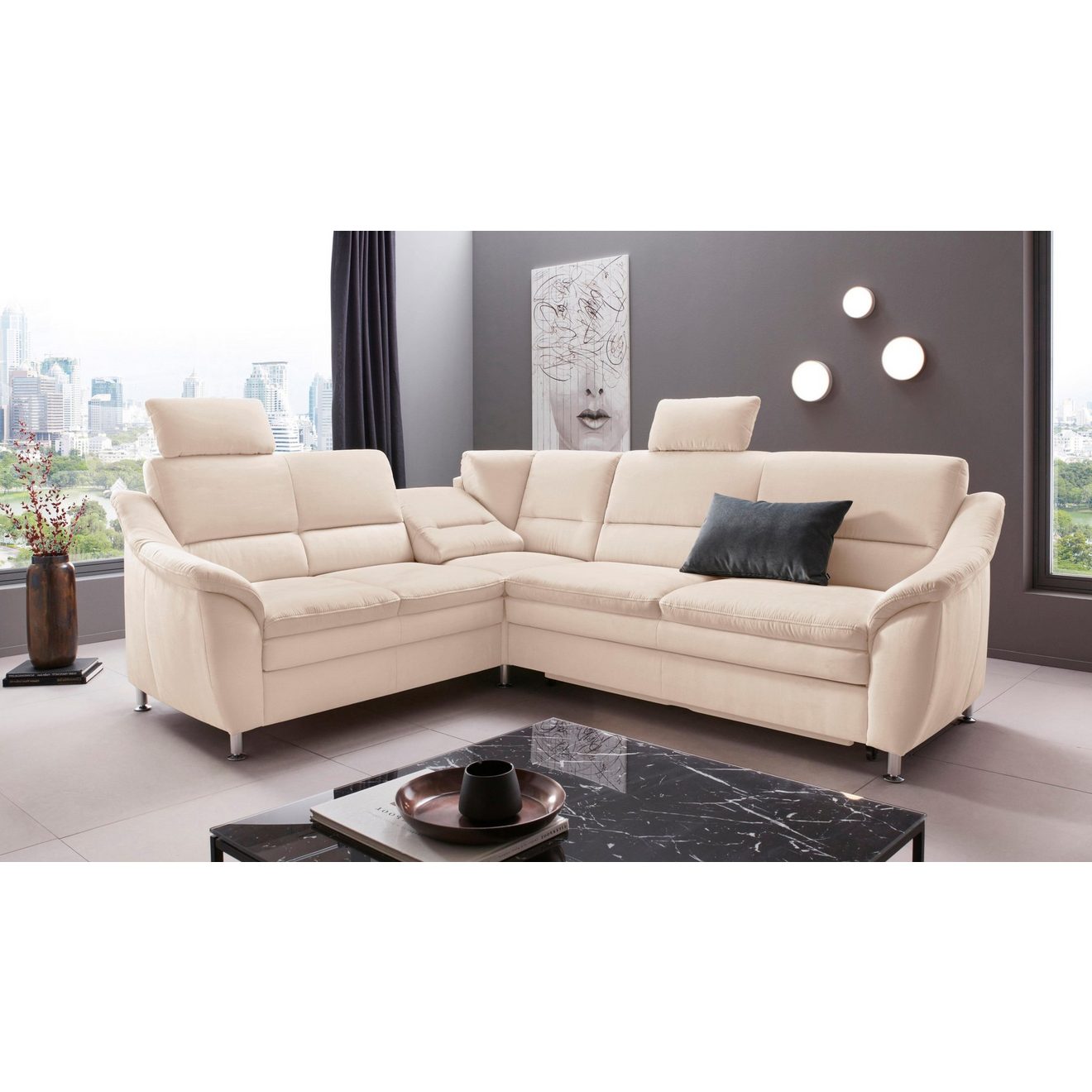 Places of Style Hoekbank Cardoso L-vorm Binnenvering, naar keuze met bed, lade, gedeeltelijk relaxfunctie