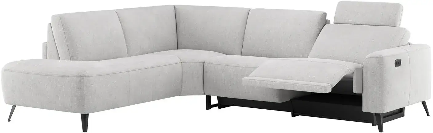 Carini hoekbank 2,5 zits arm rechts electrisch + ottomane links - Vada Ivory