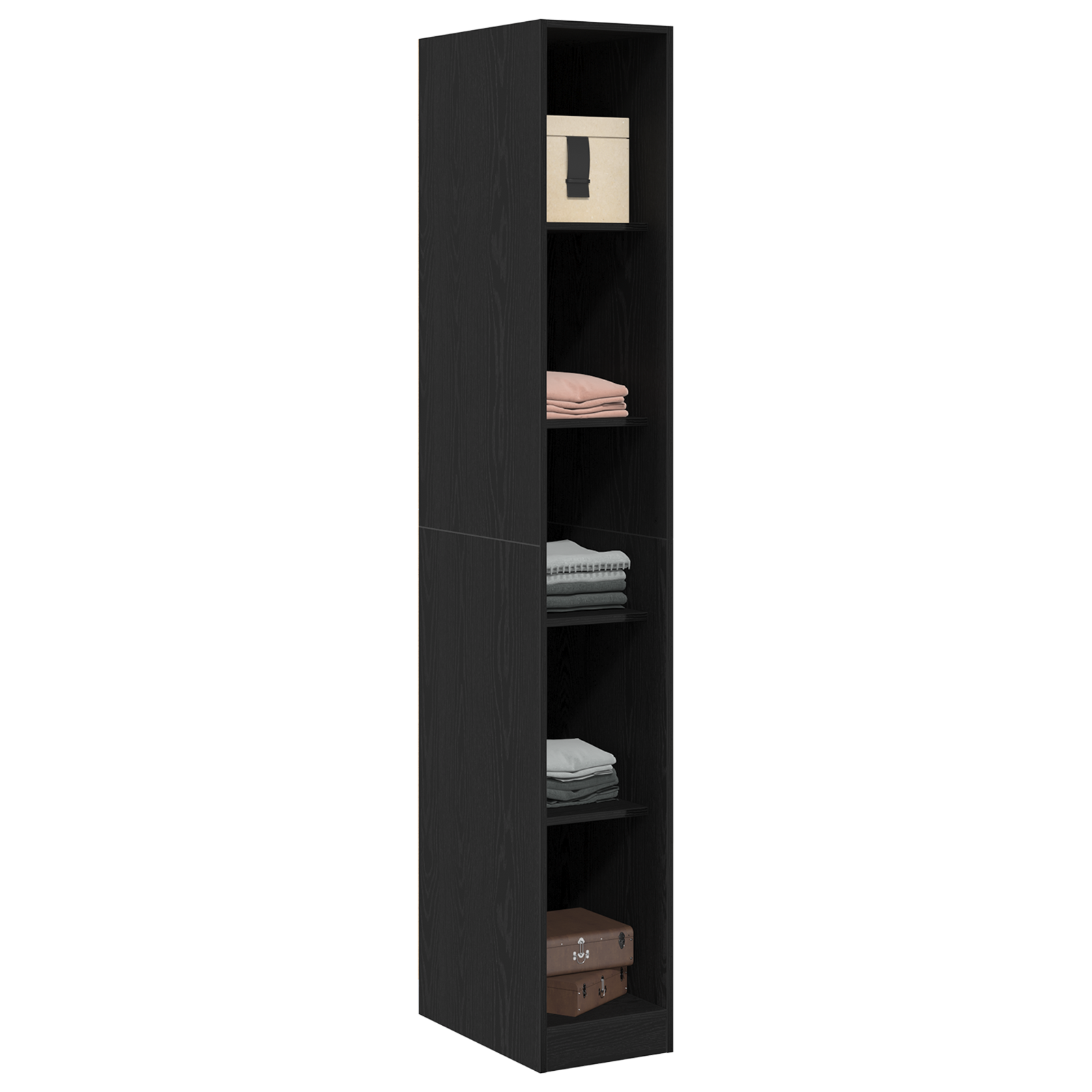 vidaXL Zwarte Eiken Kast - 30 x 50 x 200 cm, gemaakt van meubelplaat.