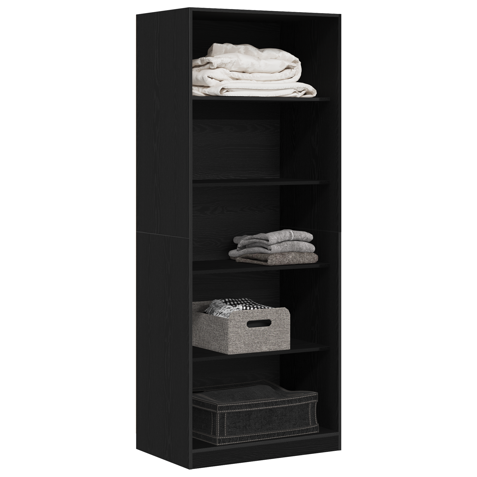 vidaXL Zwarte Eiken Kledingkast 80 x 50 x 200 cm - Geengineerd Hout