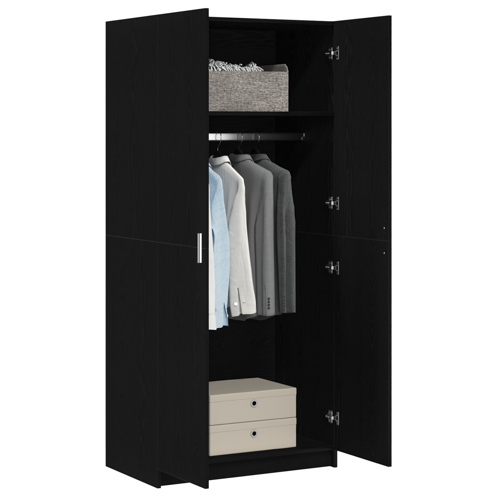 vidaXL Kast Zwart Eiken 80x51x180 cm Engineered Wood