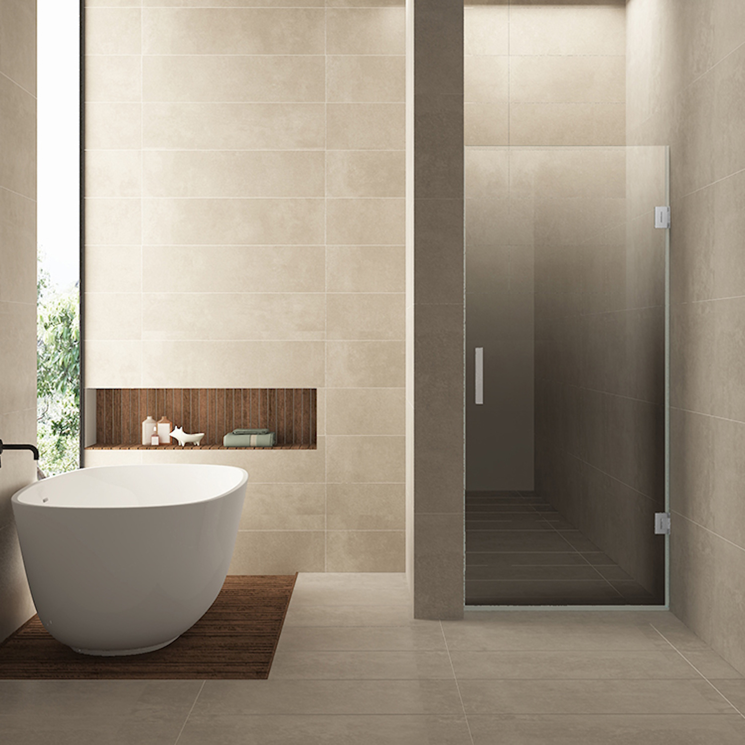 Wiesbaden Glas Voor Nisdeur Rechts  Less 70x200 cm 8 mm Nano Spiegelrook- naar Helder Glas