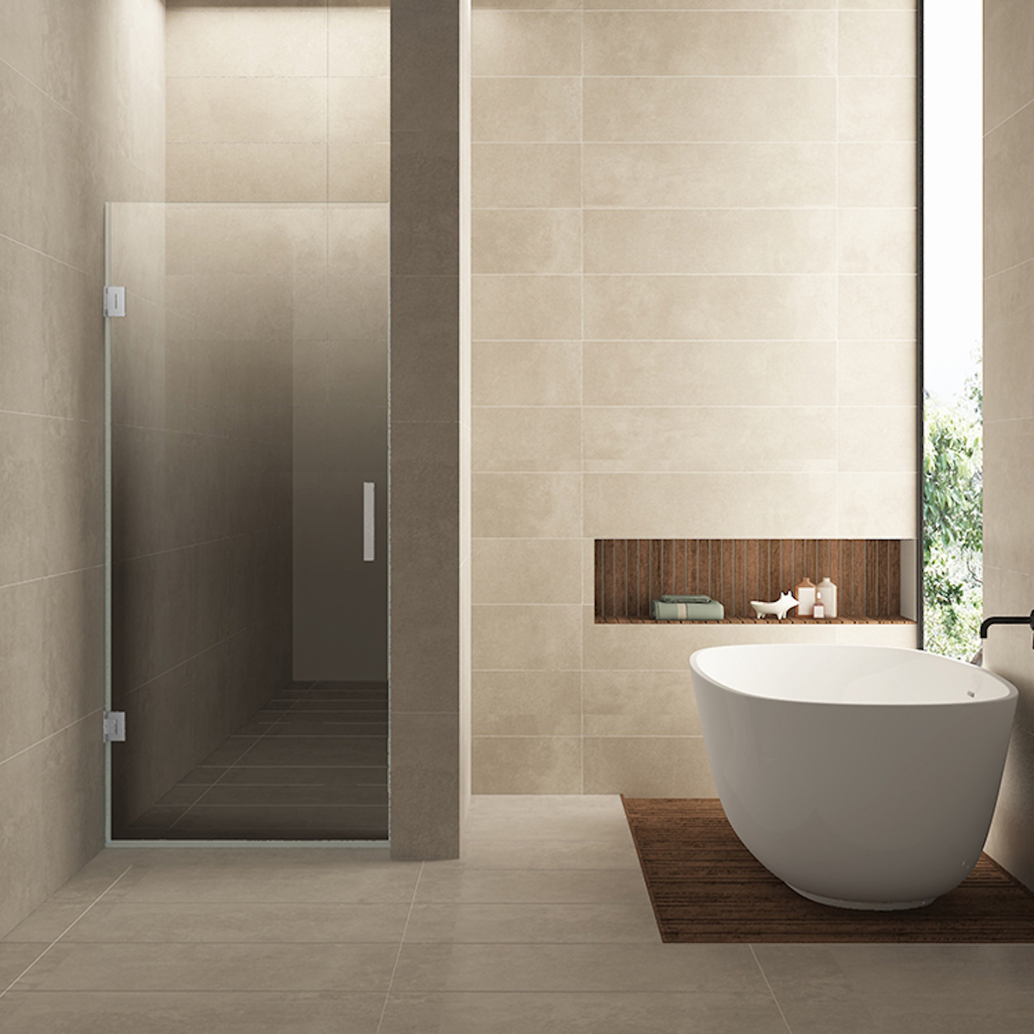 Wiesbaden Glas Voor Nisdeur Links  Less 70x200 cm 8 mm Nano Spiegelrook- naar Helder Glas