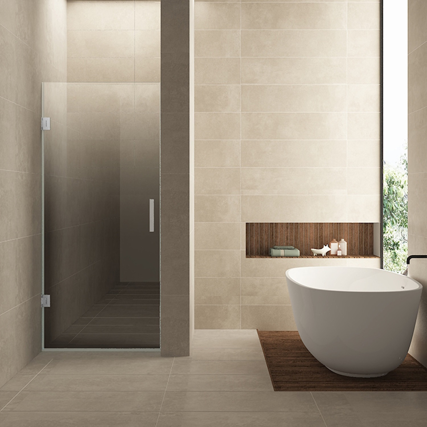 Wiesbaden Nisdeur Links  Less 80x200 cm 8 mm Nano Spiegelrook- Naar Helder Glas Chroom