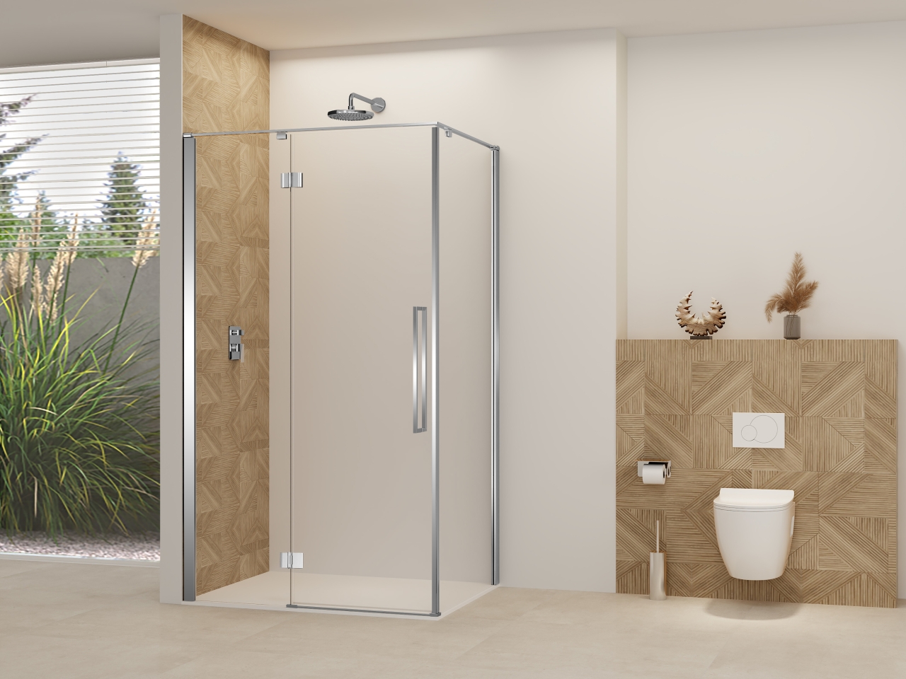 Van Rijn Nisdeur  Products ST07 Voor Hoekcabine 90x200 cm 8 mm Helder Glas Incl. Beslag, Greep en Stabilisatiestang Chroom