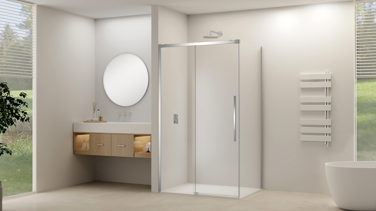 Van Rijn Schuifdeur  Products ST09 Voor Hoekcabine 120x200 cm 8 mm Helder Glas Softclose Incl. Beslag Chroom