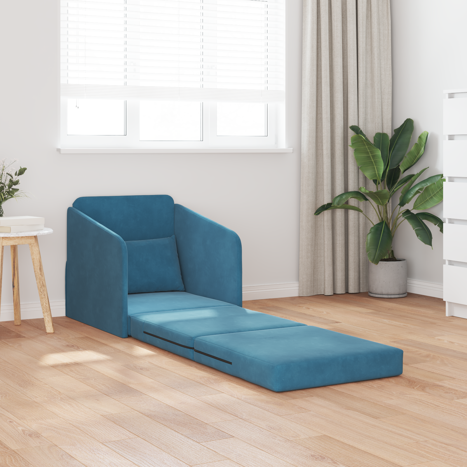 vidaXL Vloersofa Bed 2-in-1 Blauw 65x80x83 cm Velvet