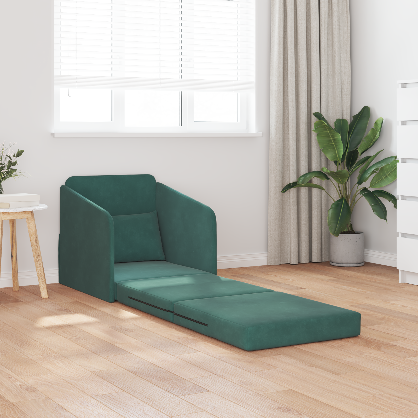 vidaXL ligbed 2-in-1 donkergroen 65x80x83 cm fluweel
