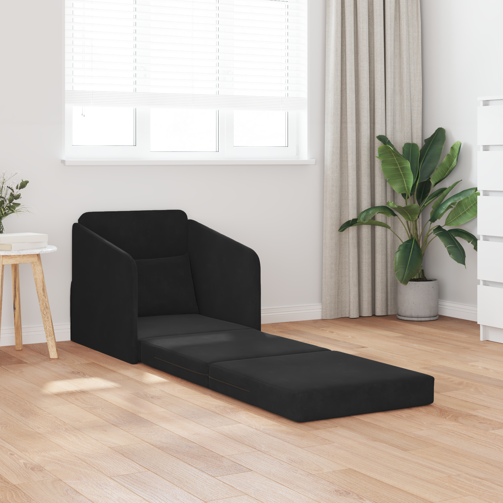 vidaXL Vloersofa Bed 2-in-1 Zwart 65x80x83 cm Velvet